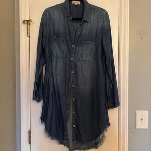 Cloth & Stone Blue Chambray Shirt Dress